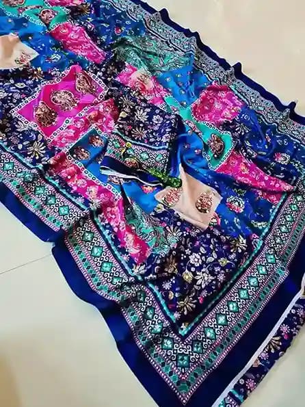 New Trending Bandhni Chinnon Saree with Mirror Work 4 New Trending Bandhni Chinnon Saree with Mirror Work - Image 4