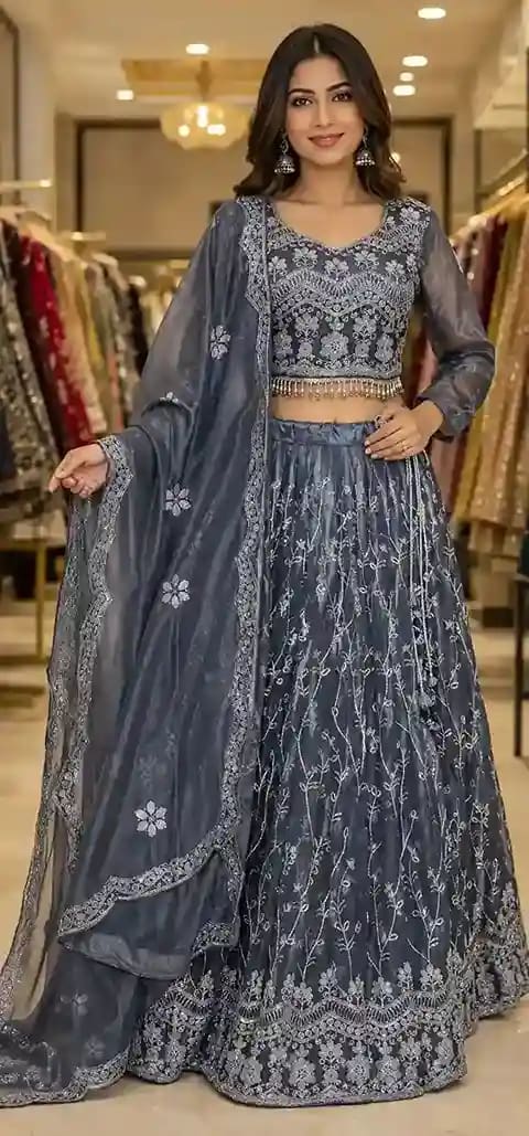 Fully Stitched Fendy Silk Designer Lehenga - Image 9
