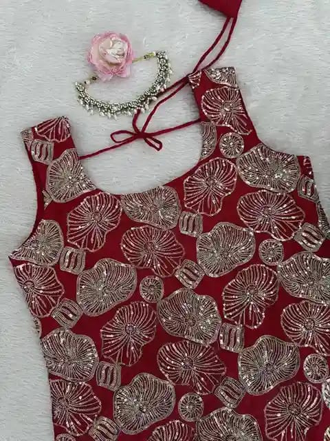 Simmer Silk Thread & Sequin Sharara Suit Set - Image 12