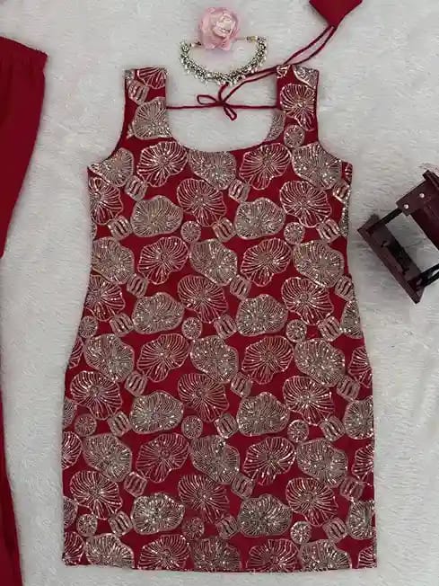 Simmer Silk Thread & Sequin Sharara Suit Set - Image 11