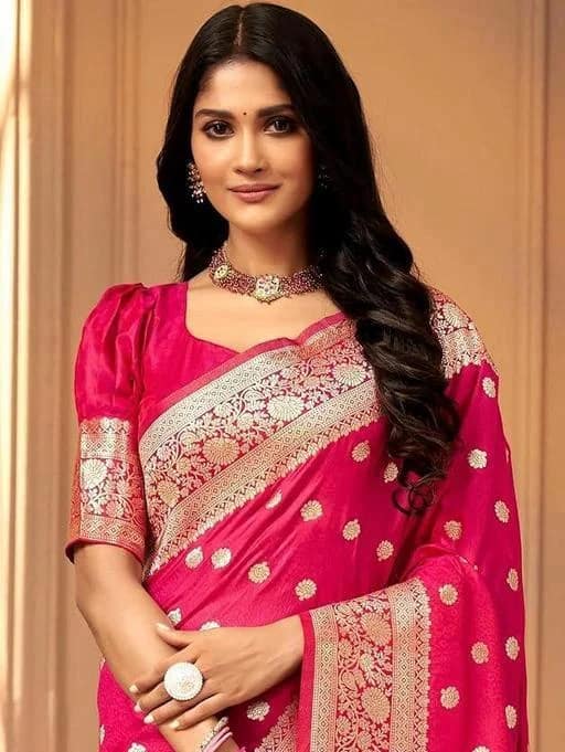 Rani Pink Banarasi Saree 1 Rani Pink Banarasi Saree