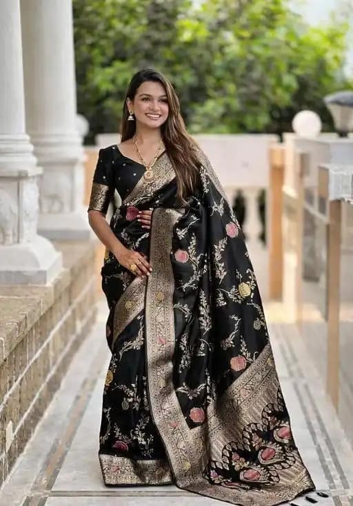 Black Banarasi Pre-Draped Saree 1 Black Banarasi Pre-Draped Saree