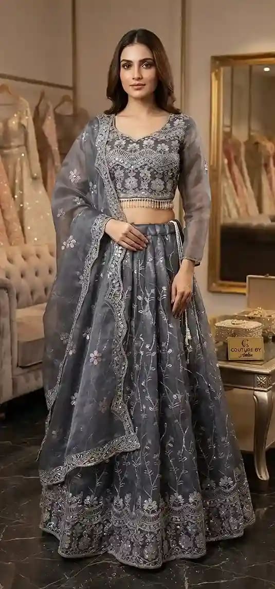 Fully Stitched Fendy Silk Designer Lehenga - Image 4