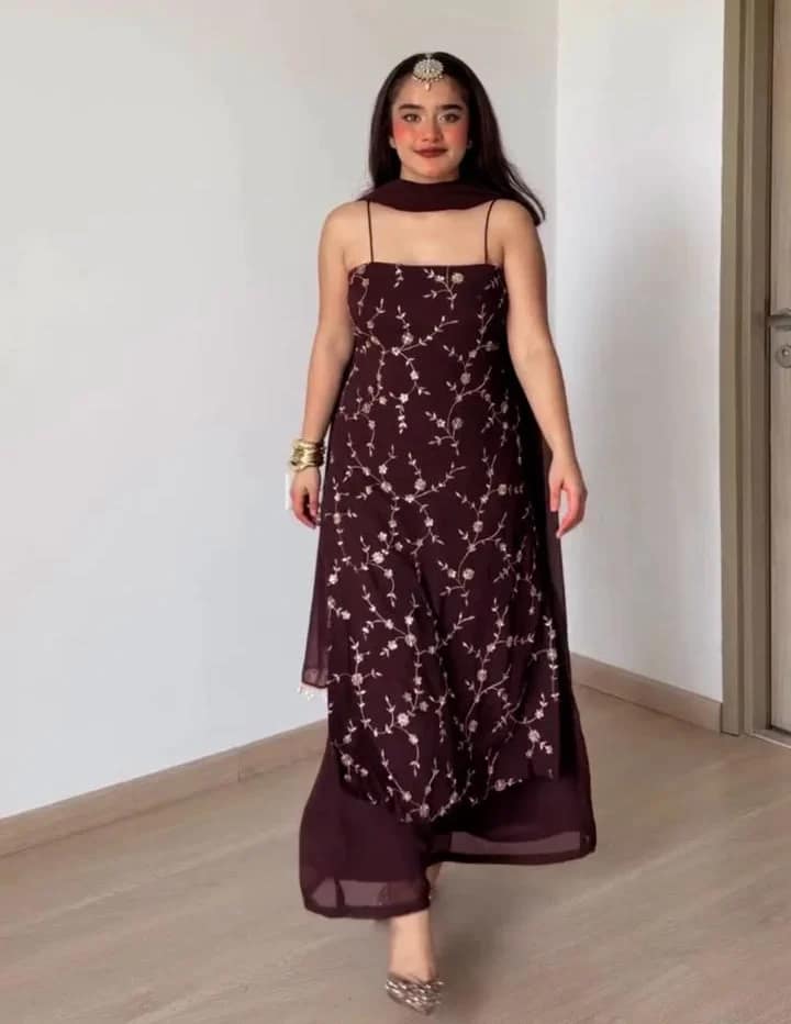 Flux Georgette Thread & Sequins 3-Piece Suit Set 1 Flux Georgette Thread & Sequins 3-Piece Suit Set