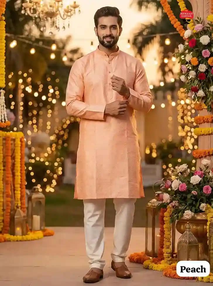 Shubh Silk Jacquard Kurta Pyjama Set 9 Shubh Silk Jacquard Kurta Pyjama Set - Image 9