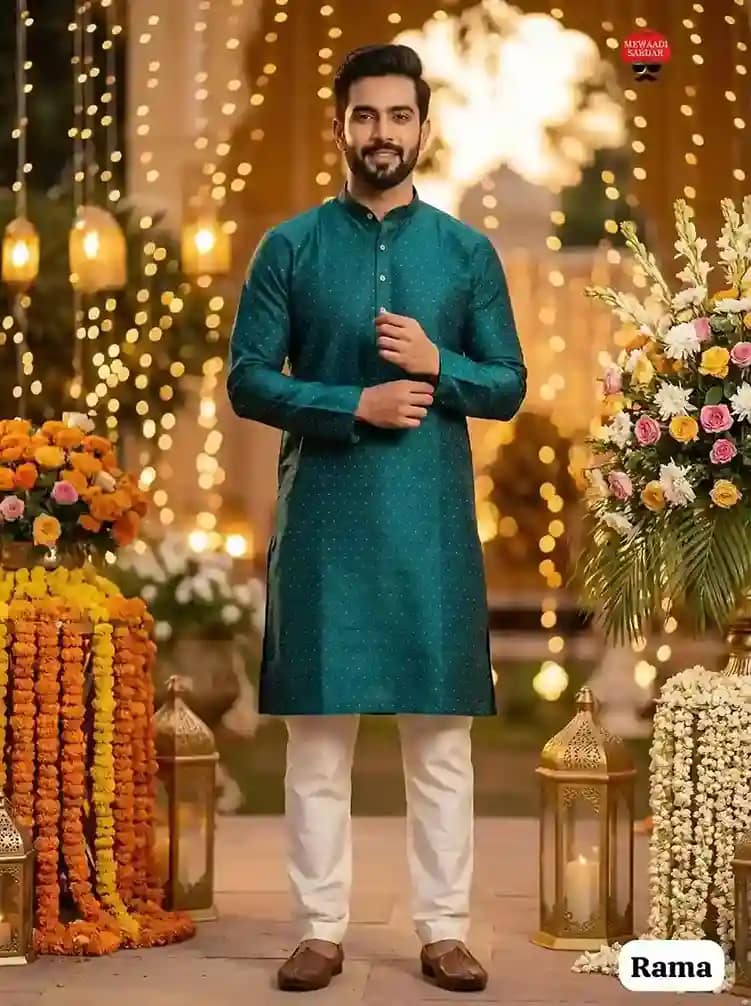 Shubh Silk Jacquard Kurta Pyjama Set 8 Shubh Silk Jacquard Kurta Pyjama Set - Image 8