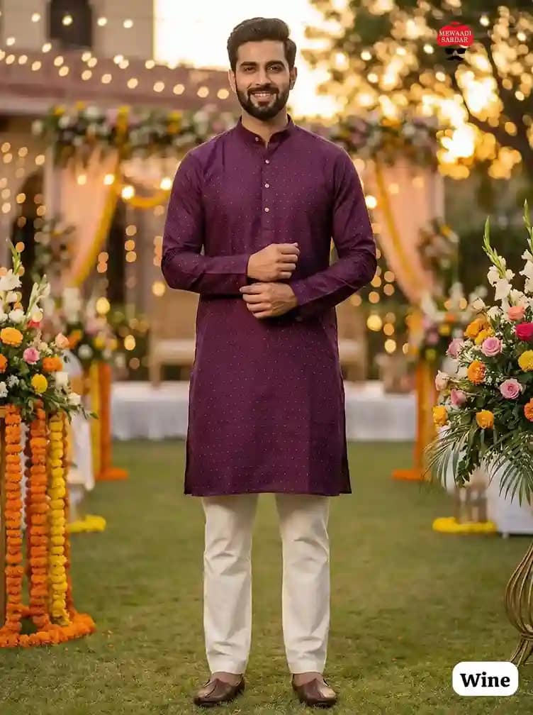 Shubh Silk Jacquard Kurta Pyjama Set 4 Shubh Silk Jacquard Kurta Pyjama Set - Image 4