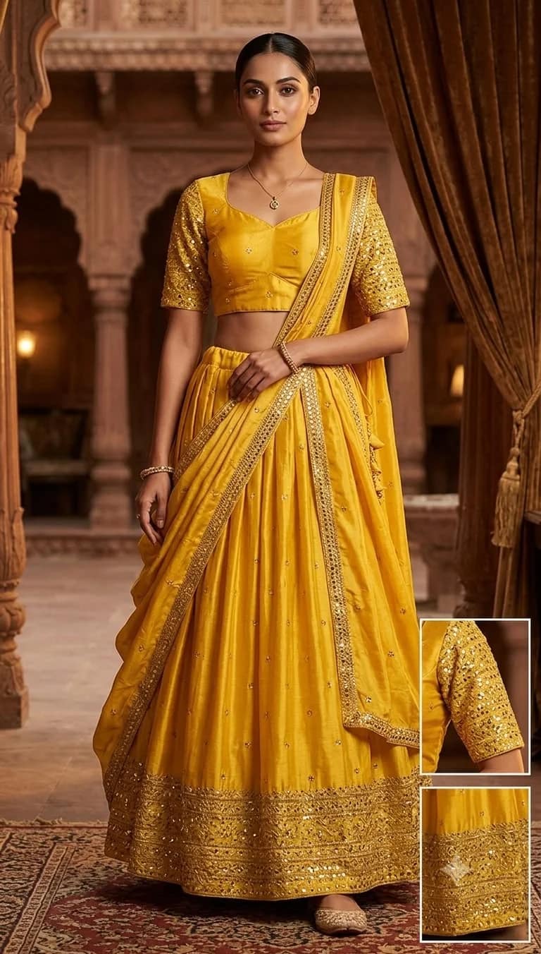 Beautiful Lemon Yellow Lehenga 4 Beautiful Lemon Yellow Lehenga