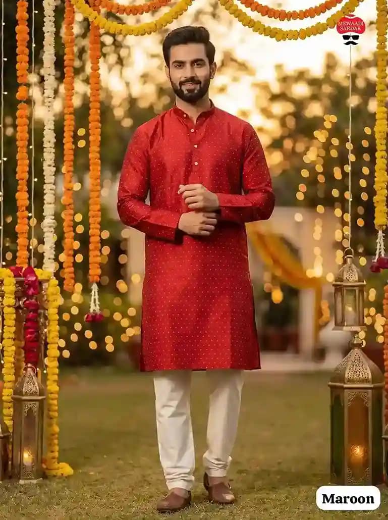 Shubh Silk Jacquard Kurta Pyjama Set 6 Shubh Silk Jacquard Kurta Pyjama Set - Image 6