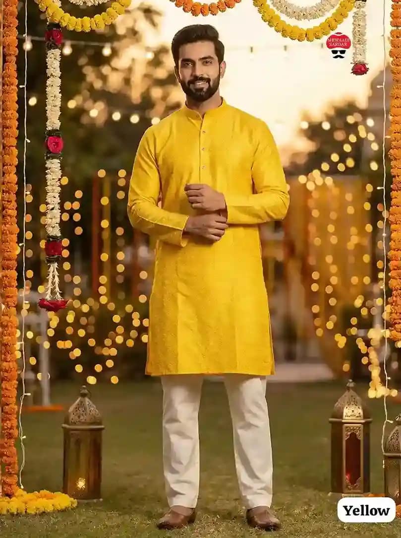 Shubh Silk Jacquard Kurta Pyjama Set 7 Shubh Silk Jacquard Kurta Pyjama Set - Image 7