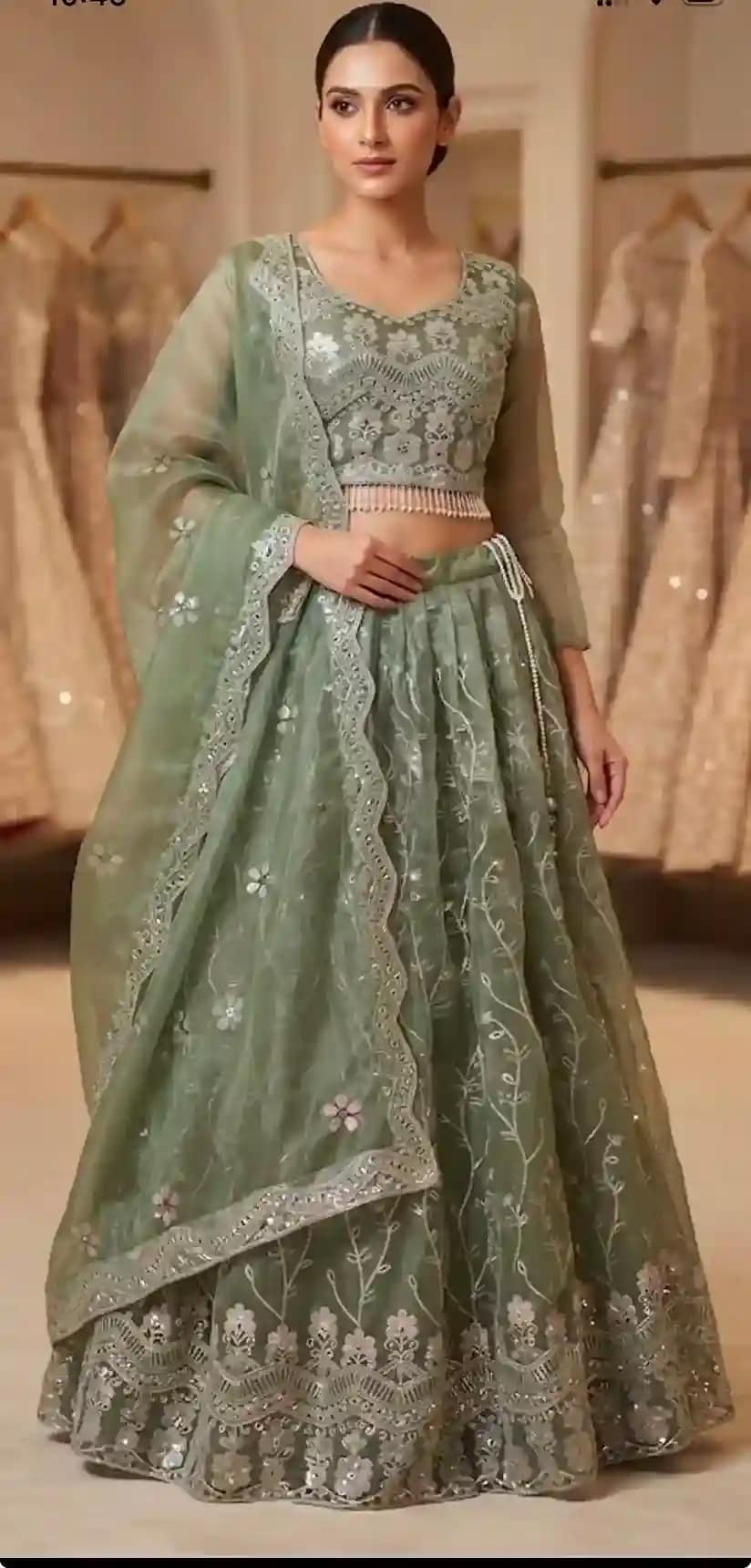 Fully Stitched Fendy Silk Designer Lehenga - Image 3