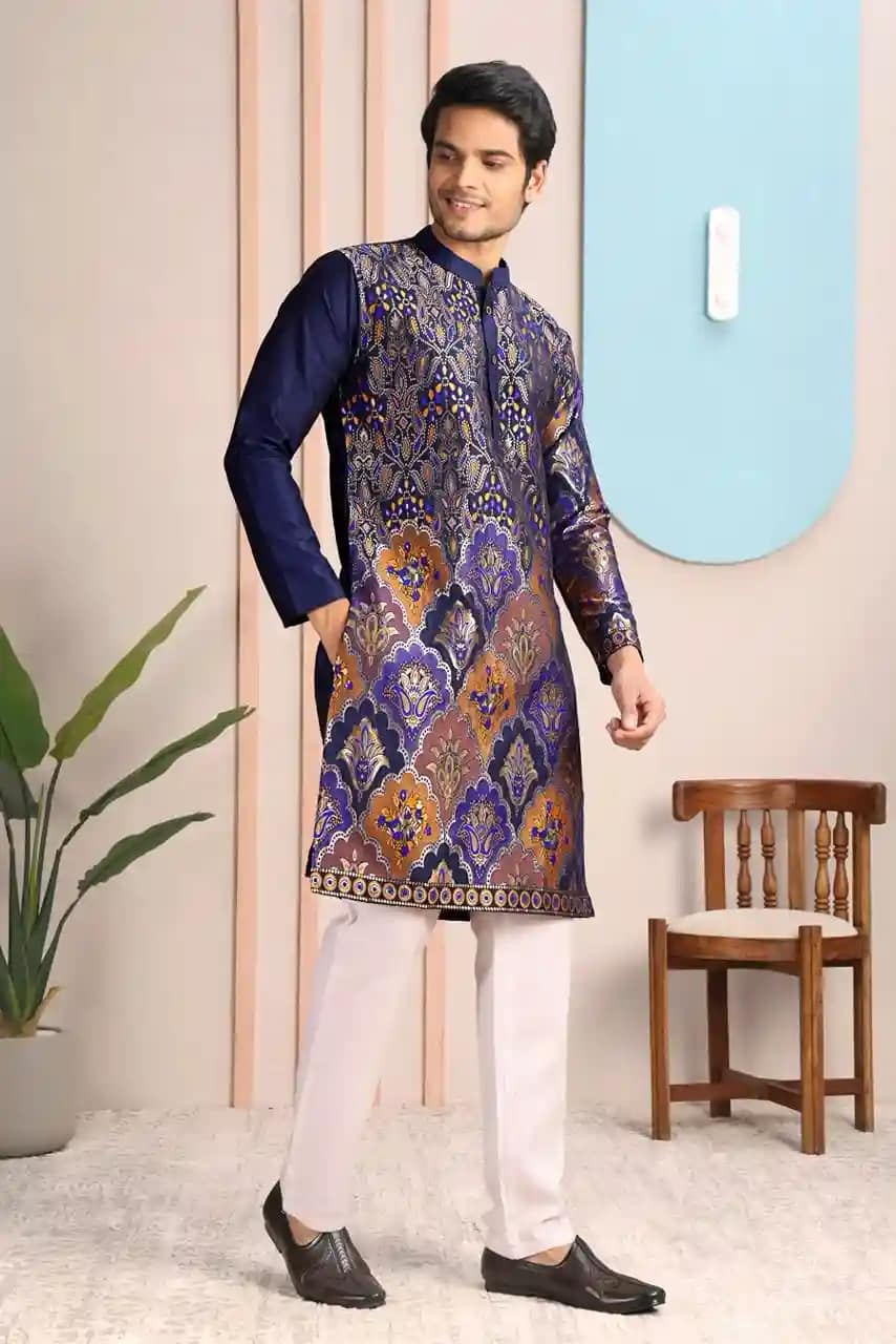 Men’s Silk Elephant Weave Kurta 1 Men’s Silk Elephant Weave Kurta