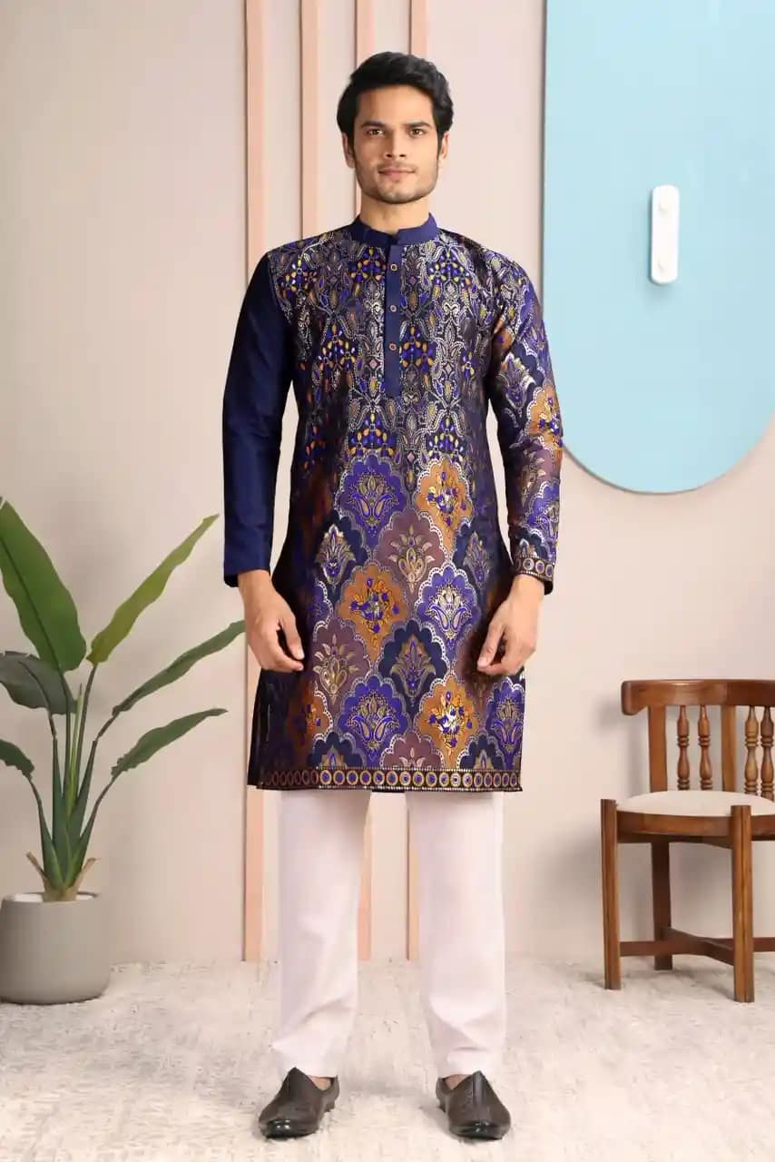 Men’s Silk Elephant Weave Kurta 5 Men’s Silk Elephant Weave Kurta - Image 5