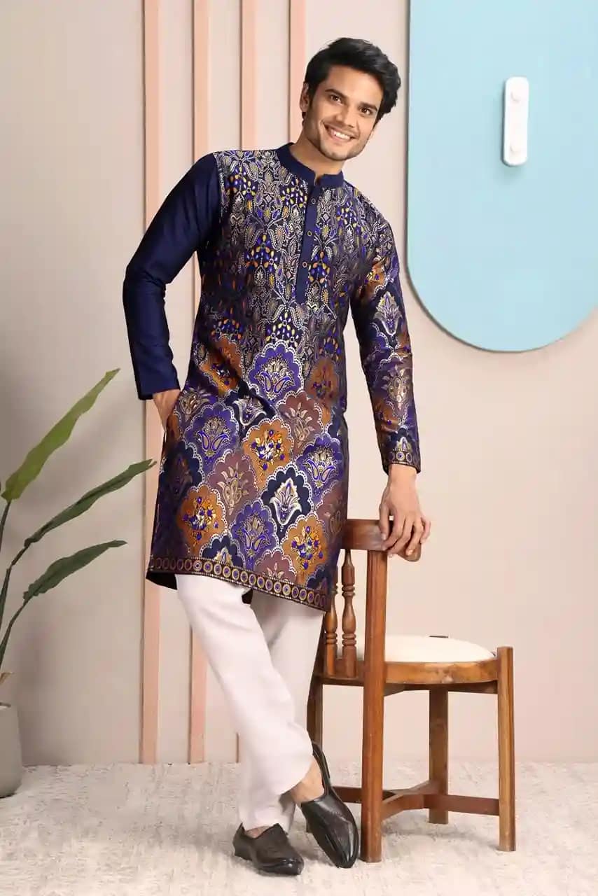 Men’s Silk Elephant Weave Kurta 4 Men’s Silk Elephant Weave Kurta - Image 4