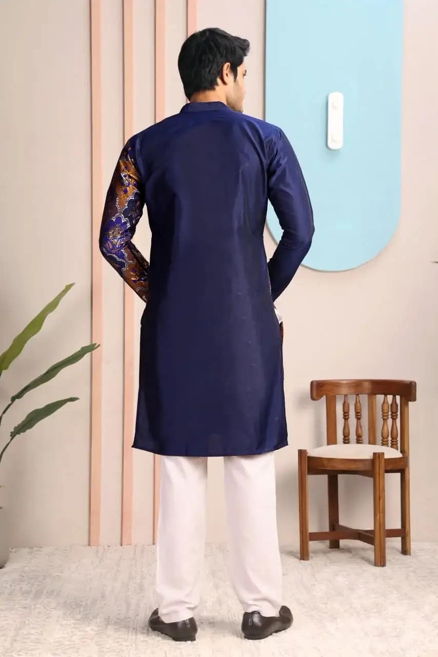 Men’s Silk Elephant Weave Kurta 3 Men’s Silk Elephant Weave Kurta - Image 3