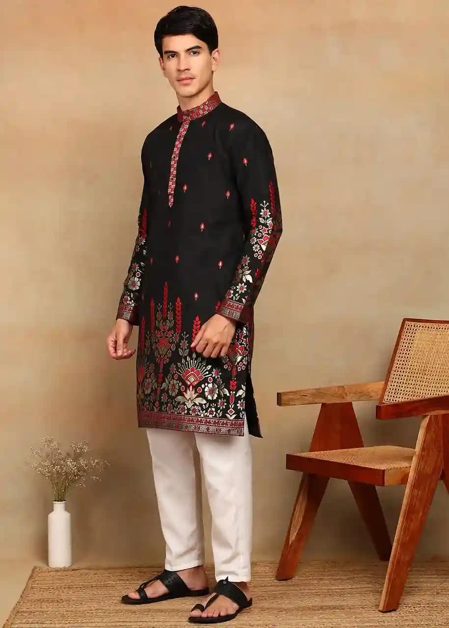 Men’s Cotton Silk Daman Weaving Kurta 1 Men’s Cotton Silk Daman Weaving Kurta