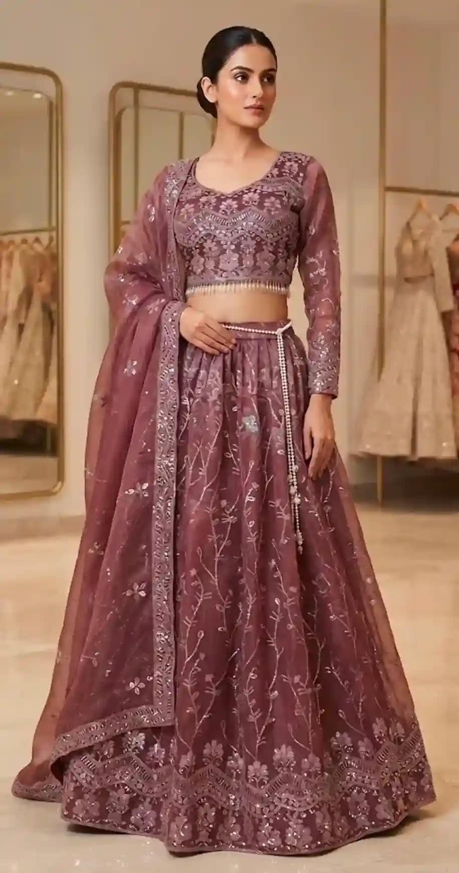 Fully Stitched Fendy Silk Designer Lehenga - Image 2