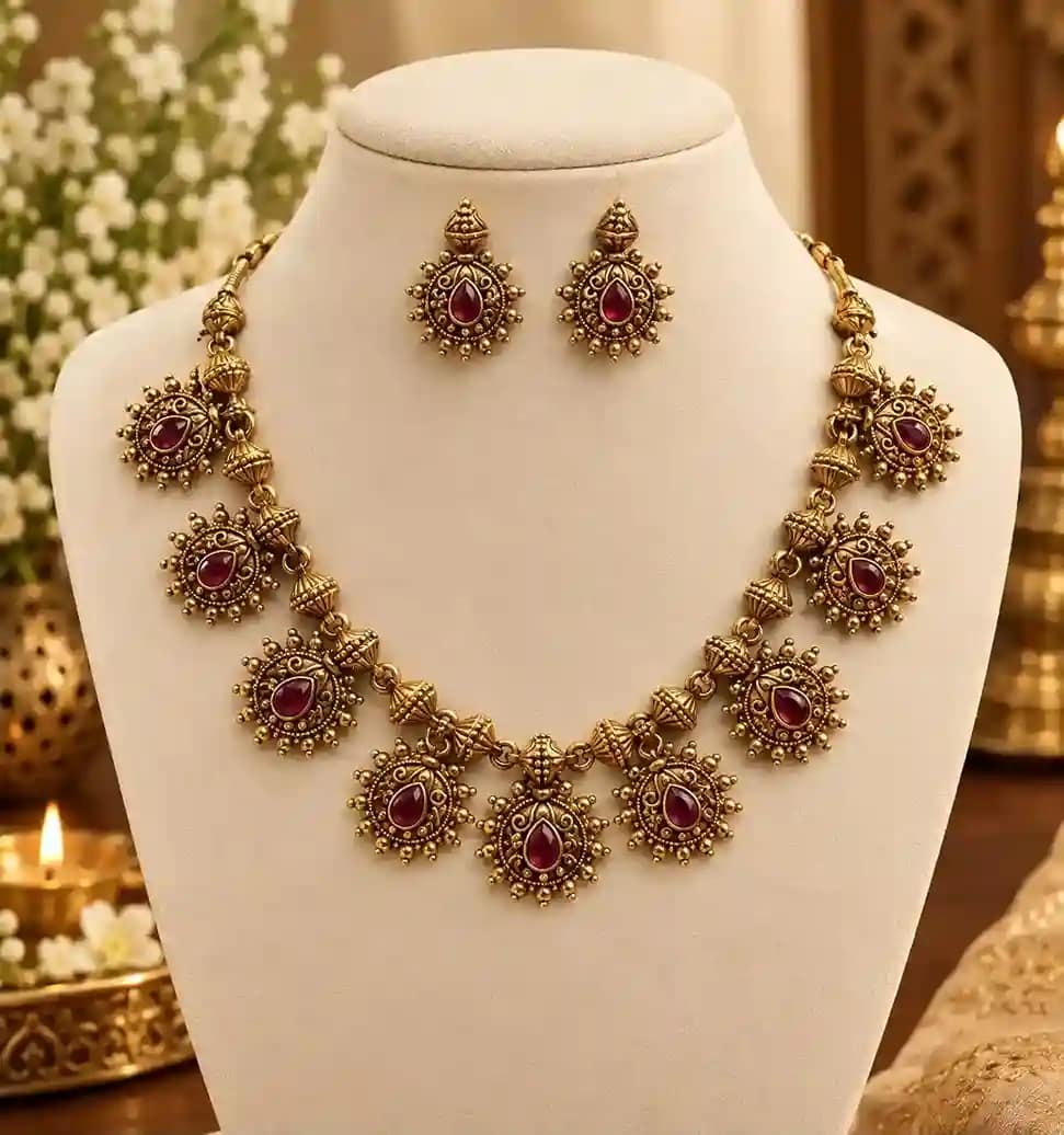 Antique-Style Necklace & Matching Earrings Set 1 Antique-Style Necklace & Matching Earrings Set